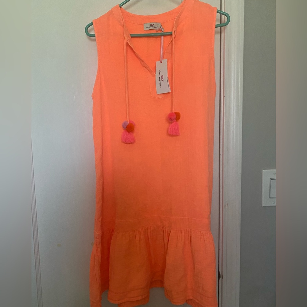 Vineyard Vines Orange Sleeveless Sundress Scoop Neck